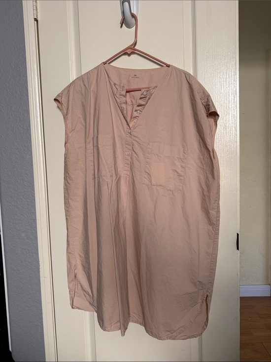 Muji Tops - Muji Women's Relaxed Henley Tunic Dress - Dusty Blush